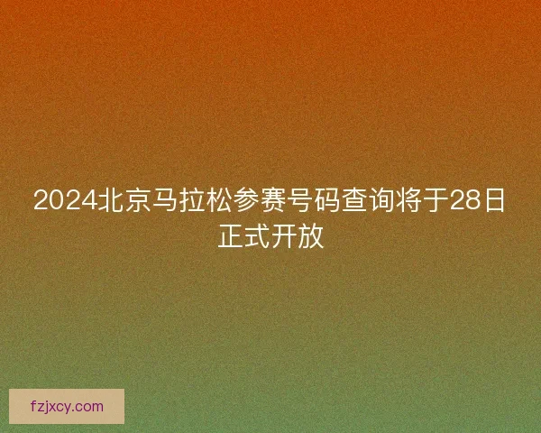 2024北京马拉松参赛号码查询将于28日正式开放