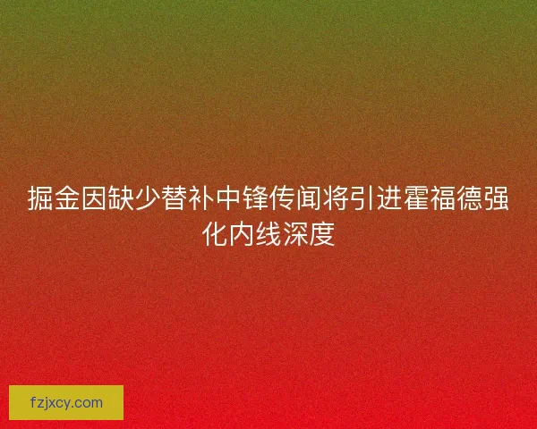 掘金因缺少替补中锋传闻将引进霍福德强化内线深度