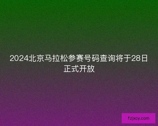 2024北京马拉松参赛号码查询将于28日正式开放